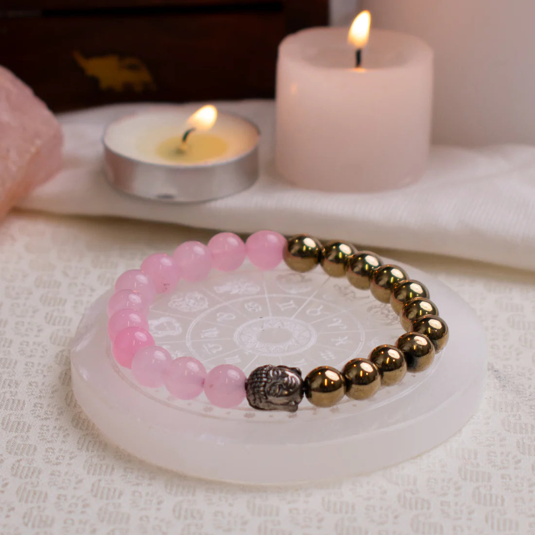 Rose Quartz and Golden Pyrite Bracelet