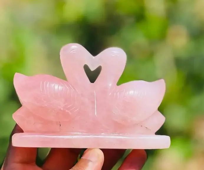 Rose Quartz Swan Pair