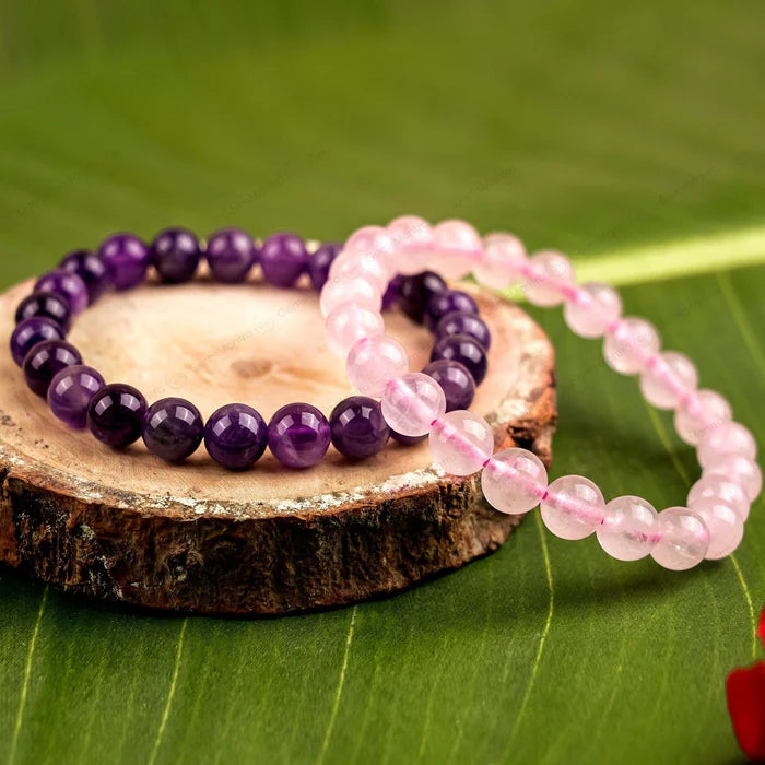 Rose Quartz & Amethyst Combo Bracelet
