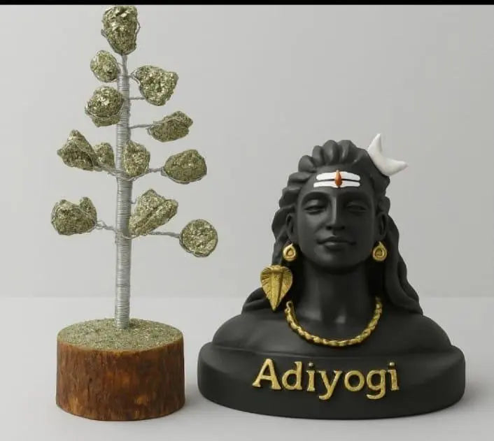 Adiyogi Shiva Idol with Pyrite Crystal Tree –Combo